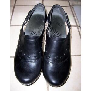 Dansko Ryder Black Leather Studded Heeled Clogs - Eu40/US9.5